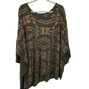 Lane Bryant Brown With Burnished Gold Abstract Design on Front Tunic Size 22/24